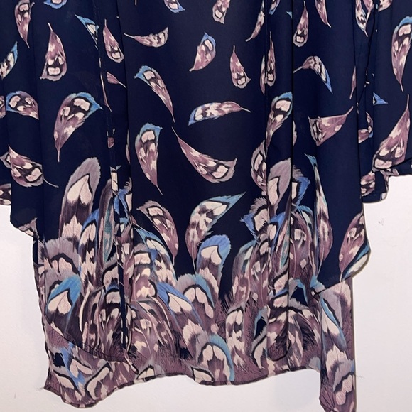 🌹Peach Love Flowing Feather Print open kimono - Picture 3 of 8